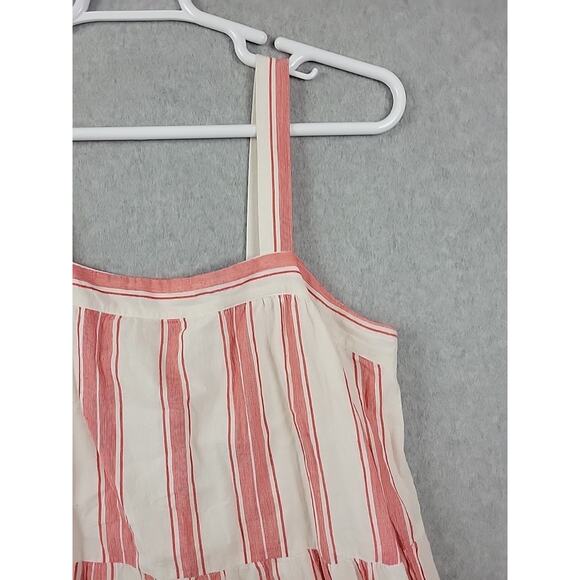 LOFT Ann Taylor Red White Striped Tiered Sleeveless Sundress Women's Large Lined - Picture 4 of 11